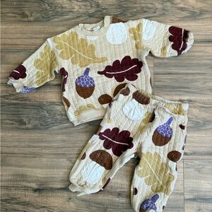 H&M Kids Quilted Set with Leaf & Acorn Design